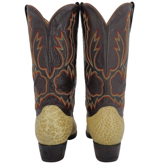 Bull Rider Men 9.5 Unique Color Golden Yellow Brown Leather Cowboy Western Boots - Picture 6 of 16